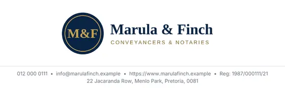 The Marula & Finch letterhead on a cost estimate